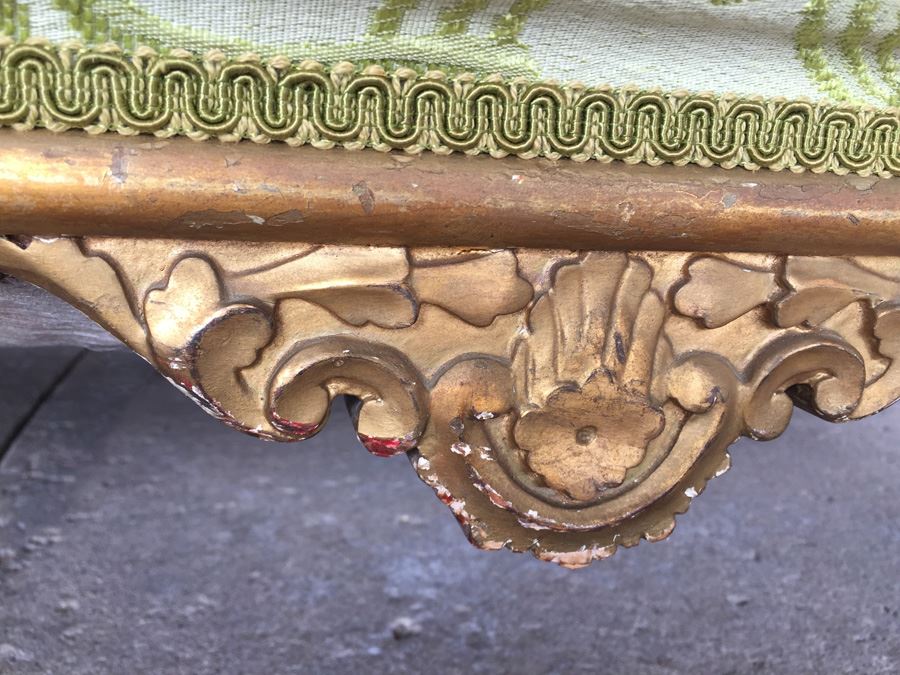 Beautiful Antique Italian Gilt Wood Upholstered Rococo Settee Sofa [Photo 11]