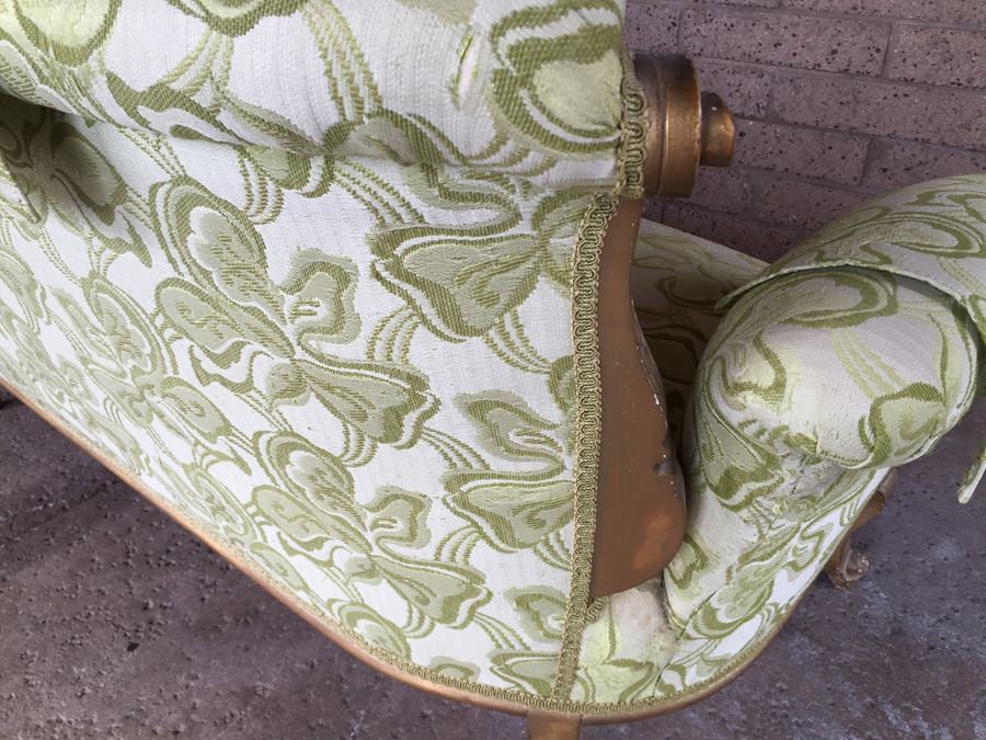 Beautiful Antique Italian Gilt Wood Upholstered Rococo Settee Sofa [Photo 14]