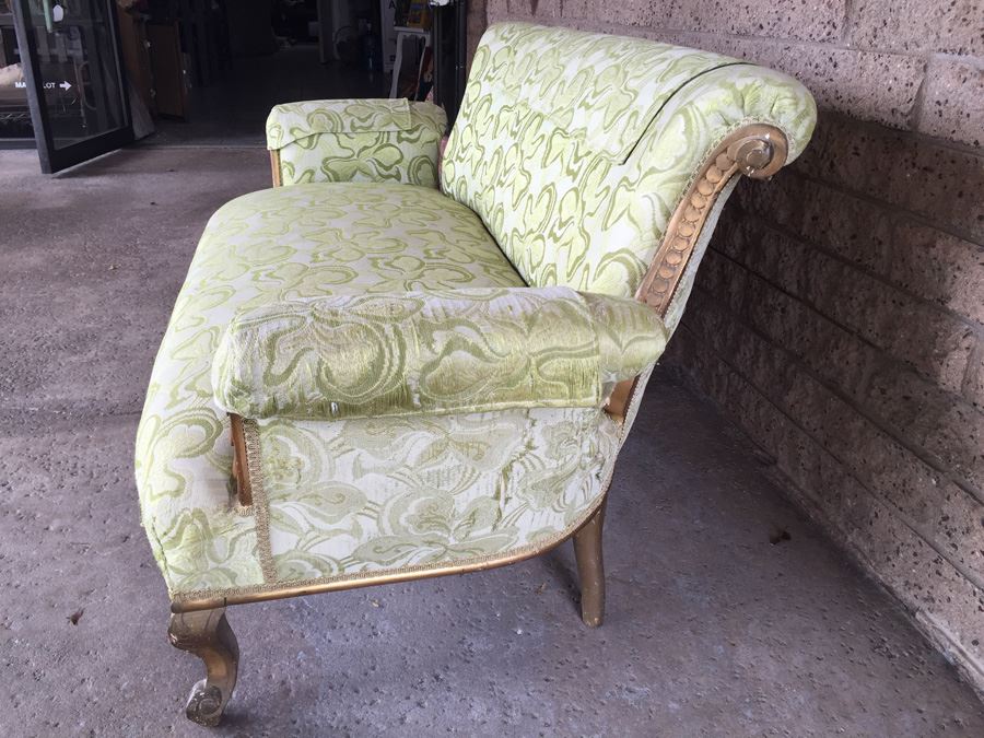 Beautiful Antique Italian Gilt Wood Upholstered Rococo Settee Sofa [Photo 6]