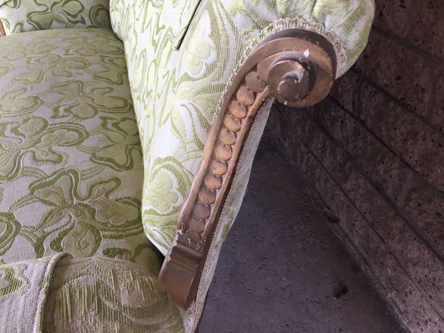 Beautiful Antique Italian Gilt Wood Upholstered Rococo Settee Sofa [Photo 7]