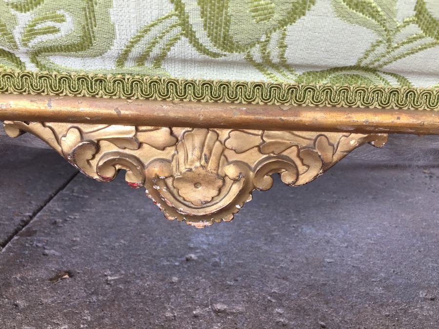 Beautiful Antique Italian Gilt Wood Upholstered Rococo Settee Sofa [Photo 10]