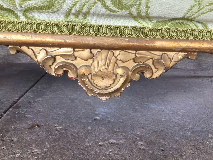 Beautiful Antique Italian Gilt Wood Upholstered Rococo Settee Sofa [Photo 9]