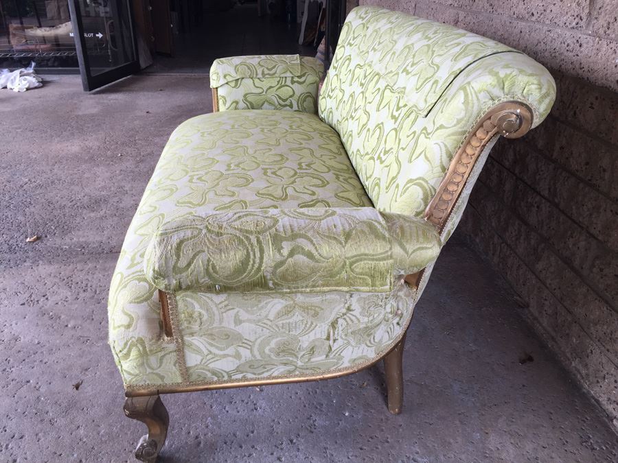 Beautiful Antique Italian Gilt Wood Upholstered Rococo Settee Sofa [Photo 5]