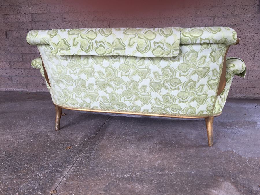 Beautiful Antique Italian Gilt Wood Upholstered Rococo Settee Sofa [Photo 13]