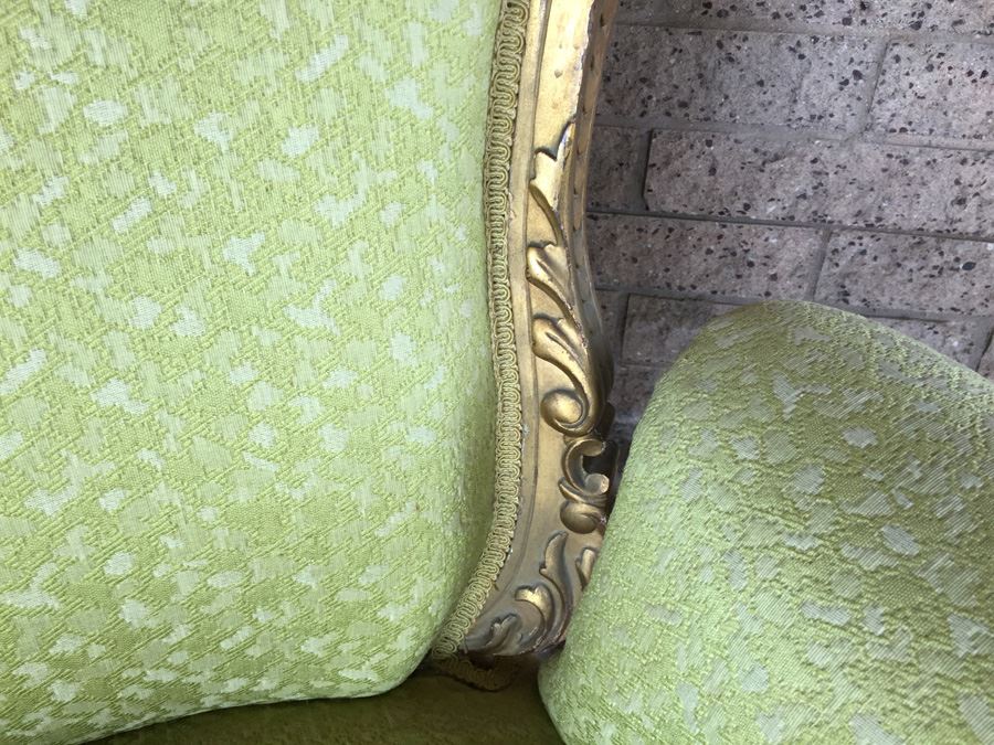 Beautiful Antique Italian Gilt Wood Upholstered Rococo Armchair With Casters [Photo 14]