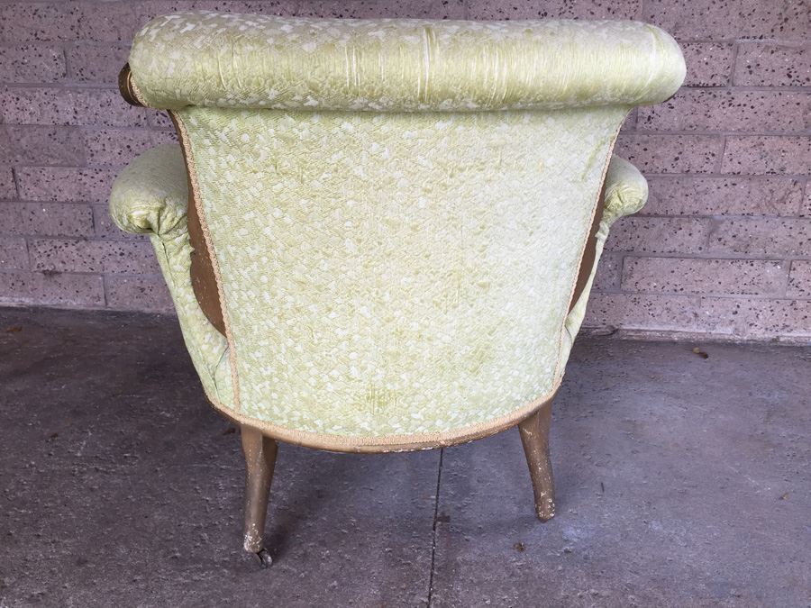 Beautiful Antique Italian Gilt Wood Upholstered Rococo Armchair With Casters [Photo 12]