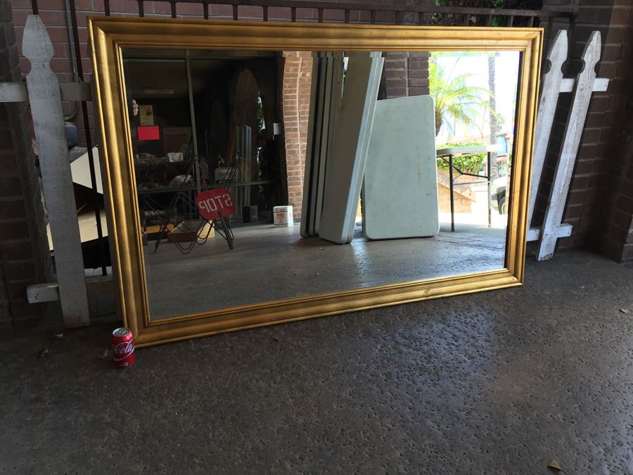 Large Gilt Wood Beveled Glass Mirror [Photo 4]