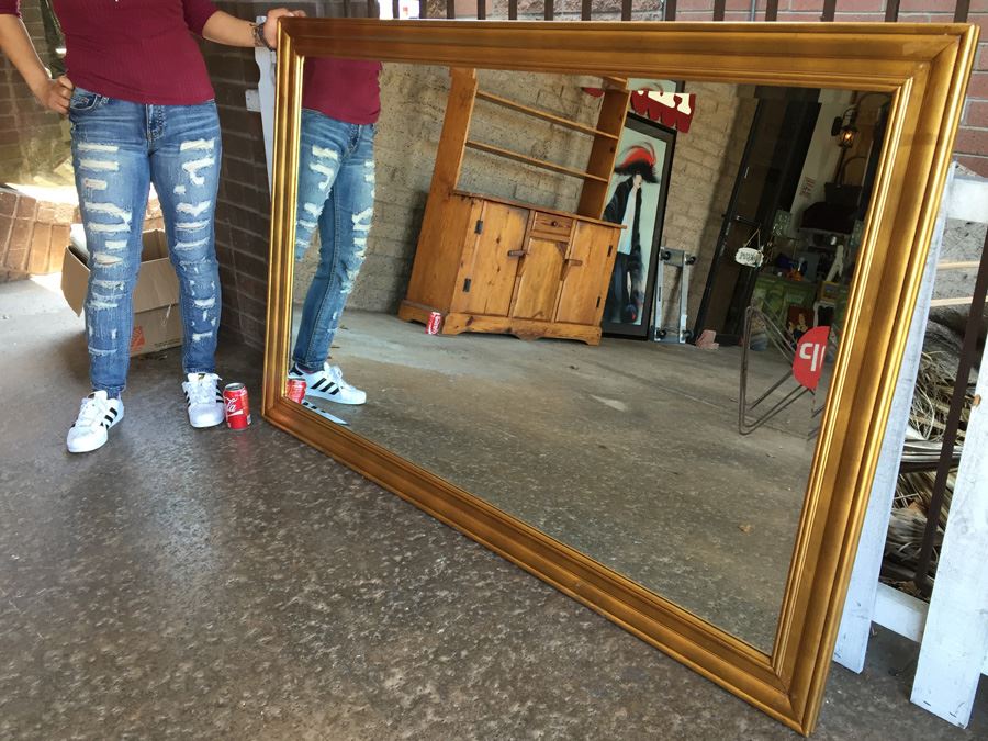 Large Gilt Wood Beveled Glass Mirror [Photo 2]