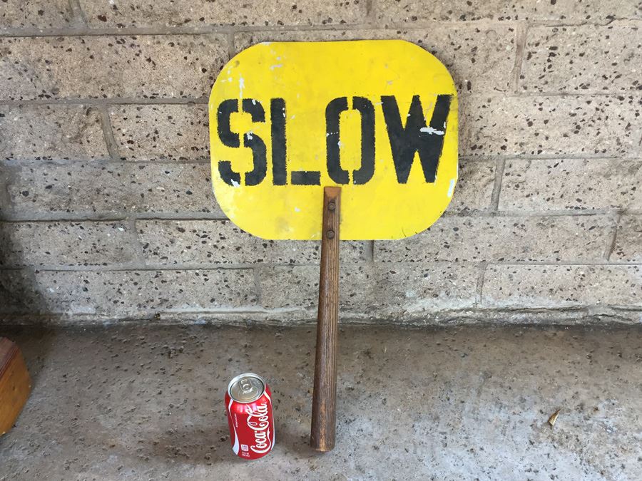 Primitive School Crossing Hand Held Stop Slow Sign [Photo 7]