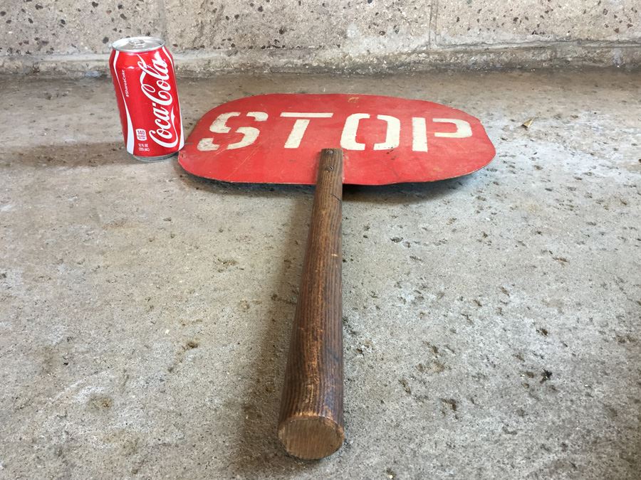 Primitive School Crossing Hand Held Stop Slow Sign [Photo 3]