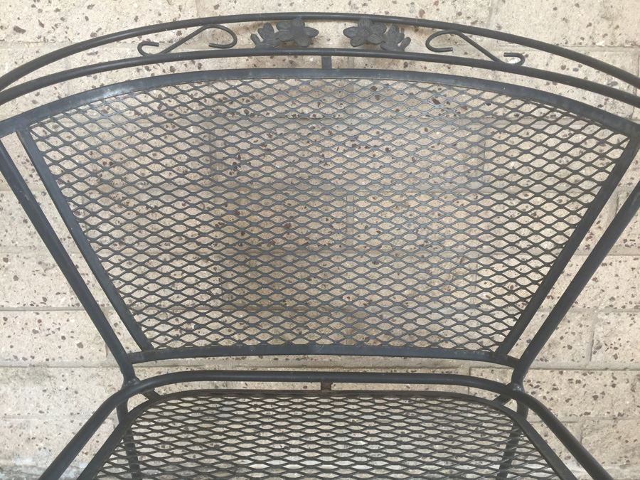 Black Wrought Iron Outdoor Patio Set With Round Table And Four Chairs [Photo 8]