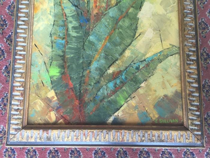 Original Mid-Century Oil Painting Of Bird-Of-Paradise With Nude Woman Painting On Back By Edith Sullivan 40 1/2' X 22 1/2' [Photo 6]