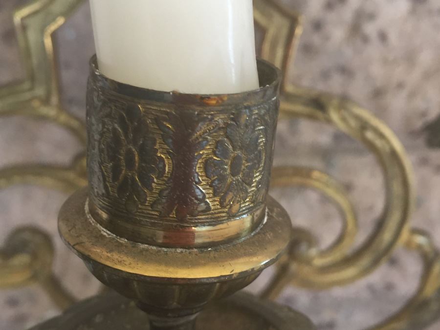 Pair Of Vintage Brass Candelabras [Photo 4]