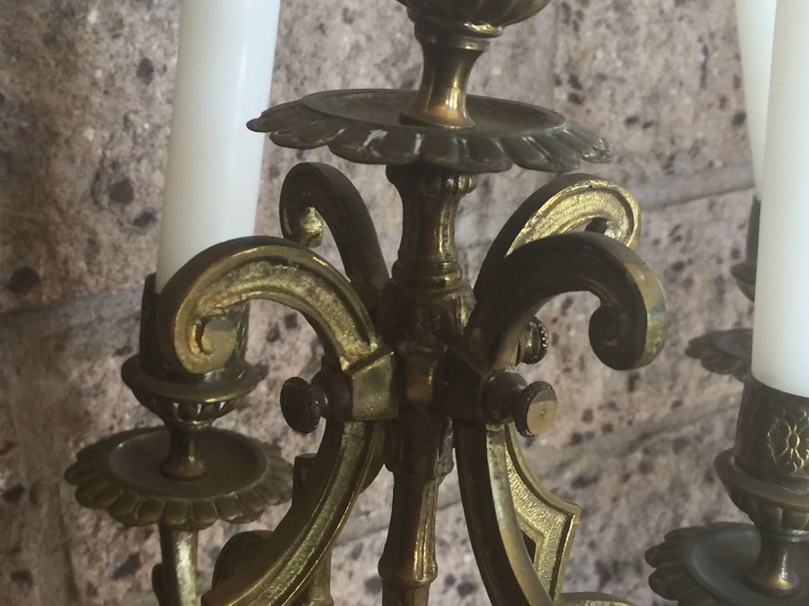 Pair Of Vintage Brass Candelabras [Photo 5]