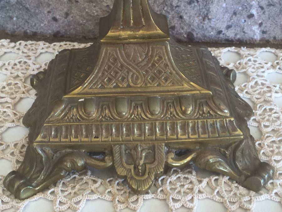Pair Of Vintage Brass Candelabras [Photo 3]