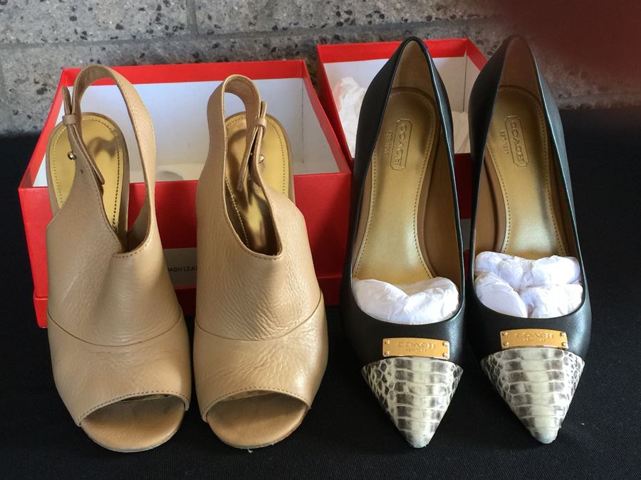 Pair Of Coach Women's High Heels Shoes With Boxes Size 7.5M And 8M [Photo 1]