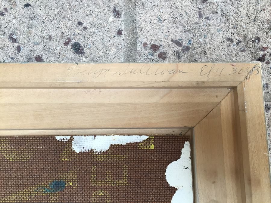 Original Mid-Century Abstract Oil Painting Of Church At Night By E. Sullivan [Photo 12]