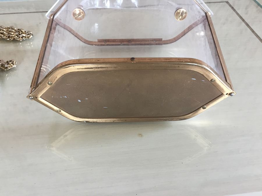 Vintage Whiting Davis Mesh Hand Bag Purse With Clear Lucite Hand Bag And Brush [Photo 10]