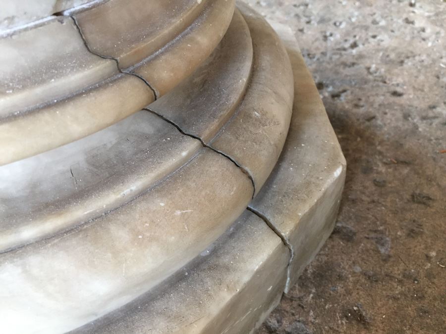 Stunning Hand Carved Alabaster Bust Sculpture Resting On Carved Stone Pedestal [Photo 13]