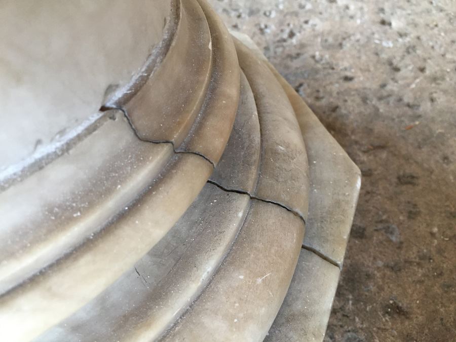 Stunning Hand Carved Alabaster Bust Sculpture Resting On Carved Stone Pedestal [Photo 12]