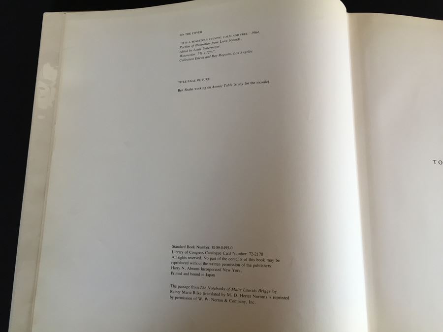 Ben Shahn. 1972. Art Book. Cloth with Dustjacket. (1st Edition) Printed In Japan [Photo 5]