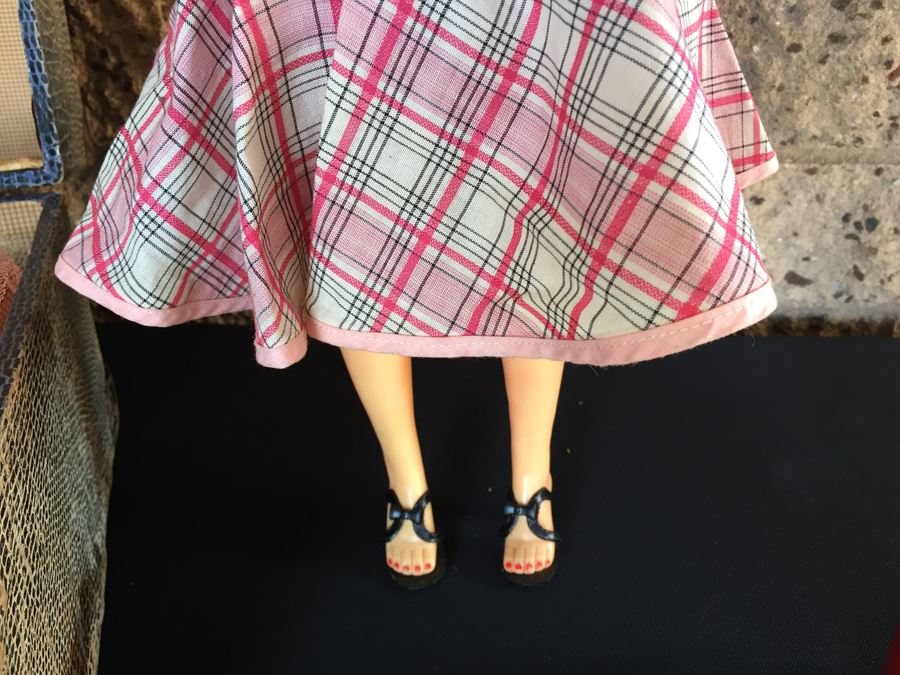 Vintage Doll Marked 14R With Doll Trunk, Various Doll Clothes And Wooden Blocks [Photo 14]