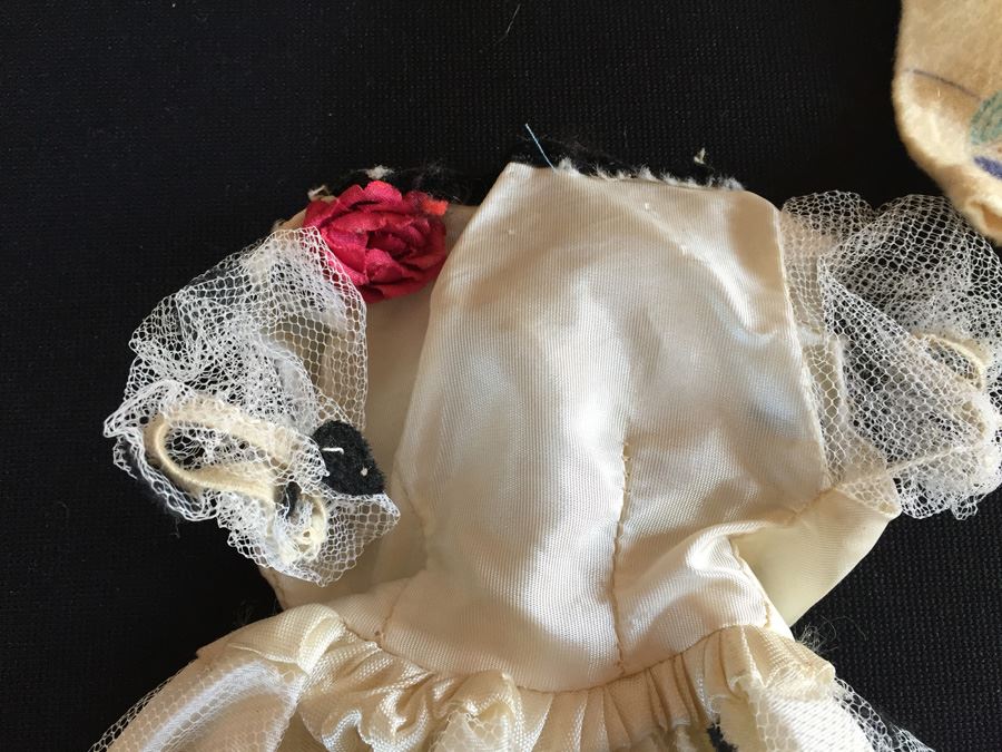 Vintage Doll Marked 14R With Doll Trunk, Various Doll Clothes And Wooden Blocks [Photo 20]