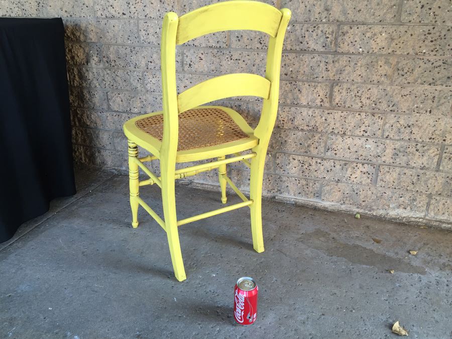 Vintage Yellow Cane Seated Chair [Photo 3]