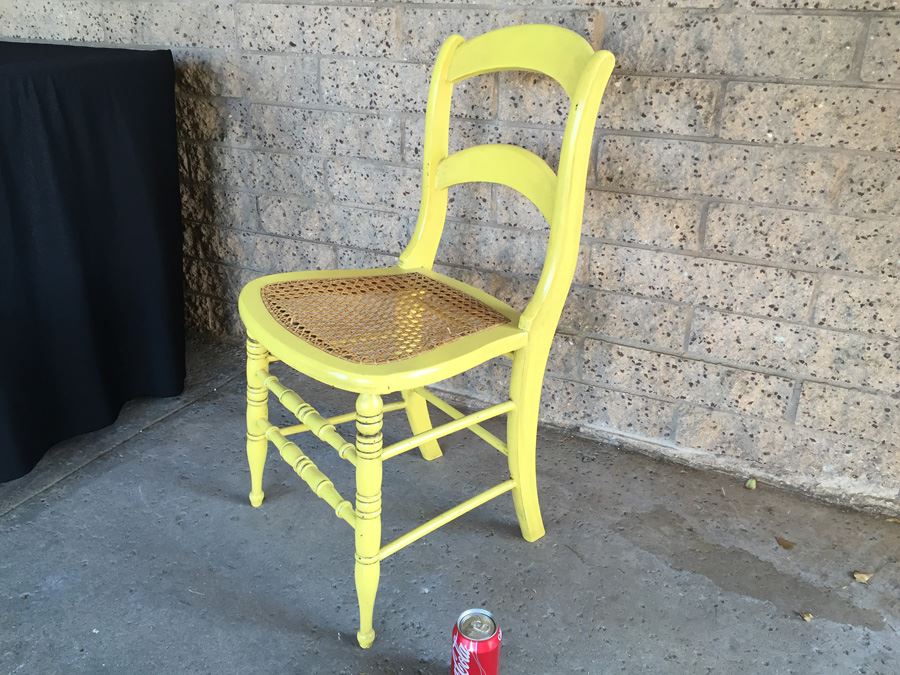 Vintage Yellow Cane Seated Chair [Photo 2]