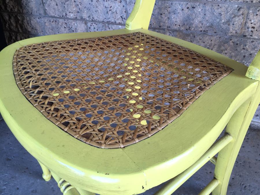 Vintage Yellow Cane Seated Chair [Photo 5]