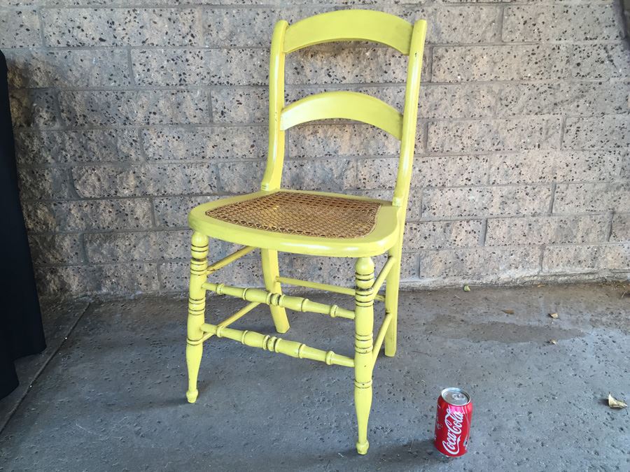 Vintage Yellow Cane Seated Chair