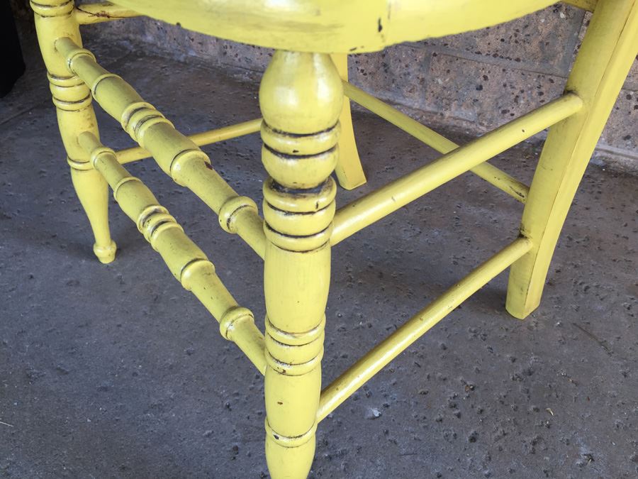 Vintage Yellow Cane Seated Chair [Photo 4]