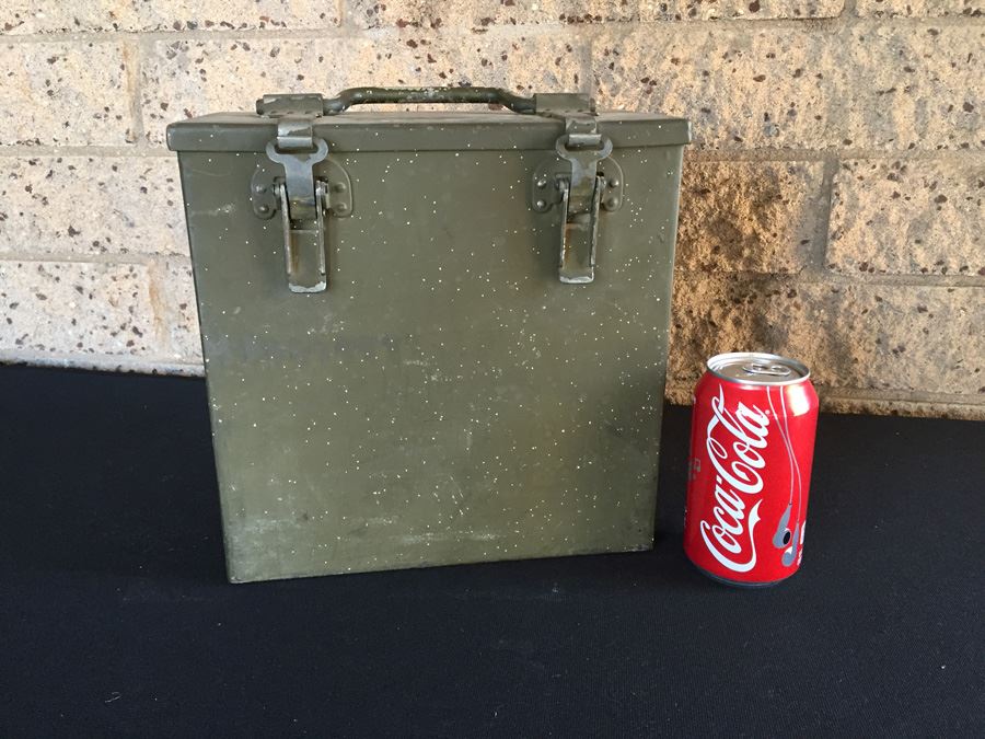 Green Military Metal Box Titled 75MM Gun Parts