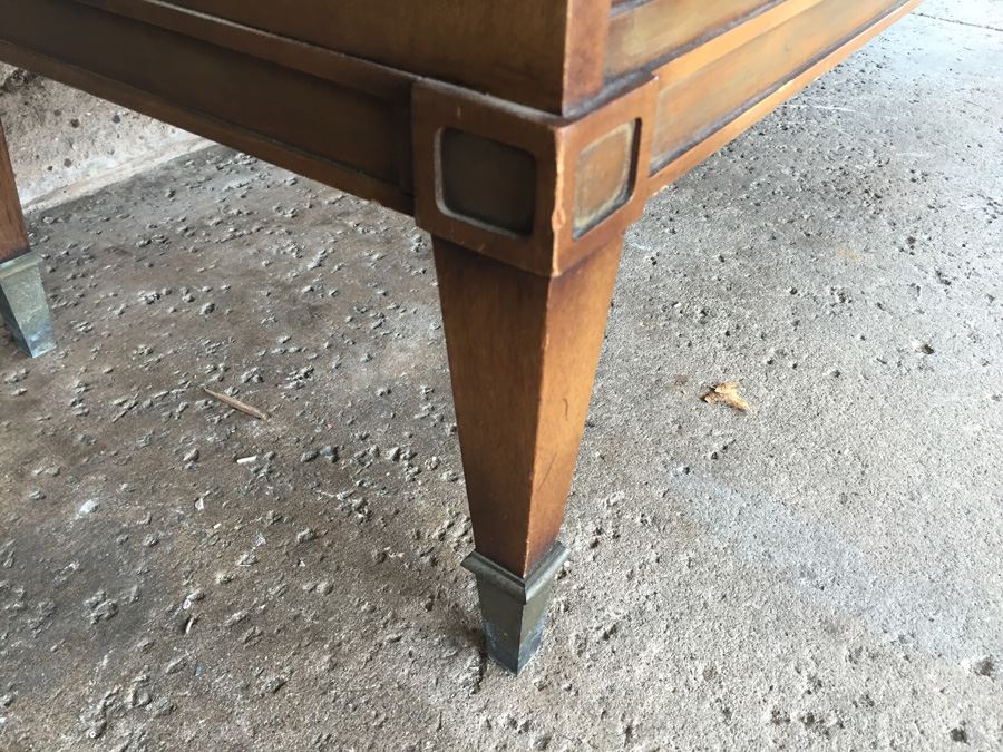 Mid-Century Modern Marble-Top Travertine Top Petite Entry Hall Cabinet or Low Credenza [Photo 9]