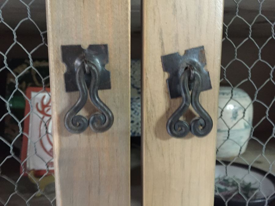 Country French China Cabinet With Chicken Wire Cabinet Door Inserts [Photo 11]