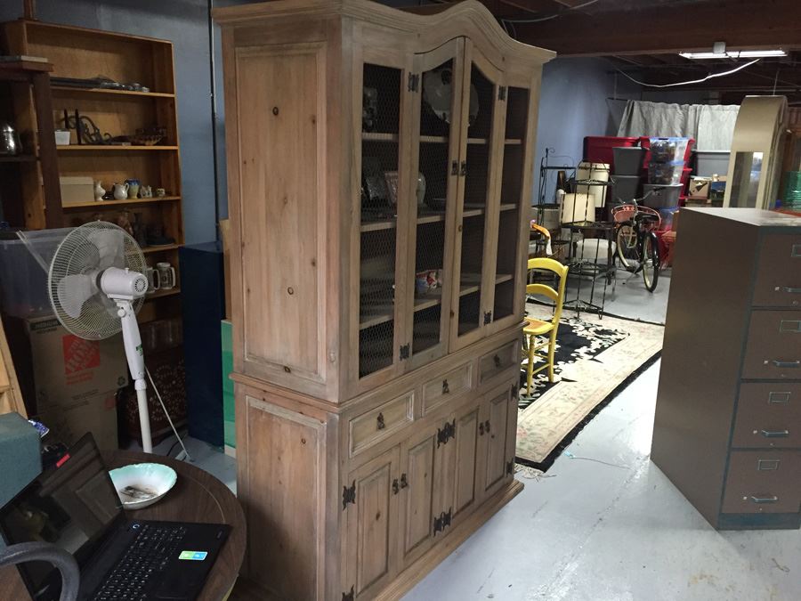 Country French China Cabinet With Chicken Wire Cabinet Door Inserts [Photo 3]