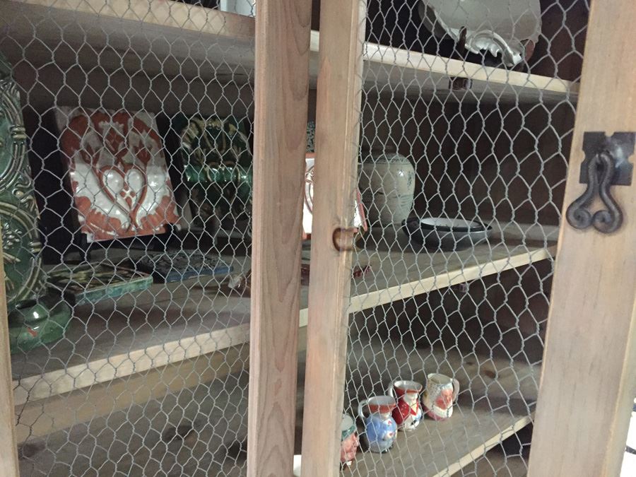 Country French China Cabinet With Chicken Wire Cabinet Door Inserts [Photo 15]