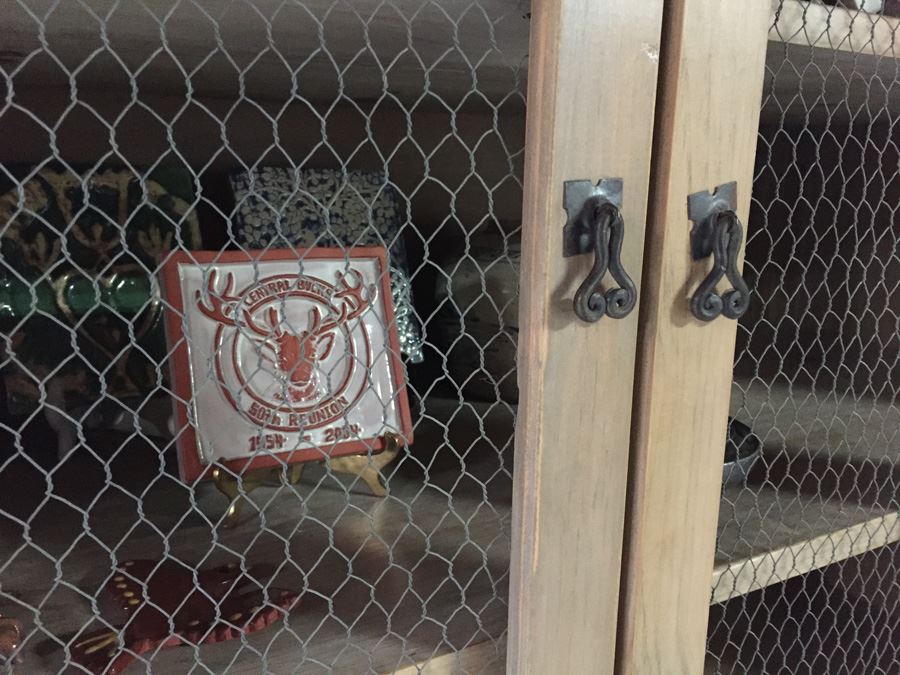 Country French China Cabinet With Chicken Wire Cabinet Door Inserts [Photo 12]