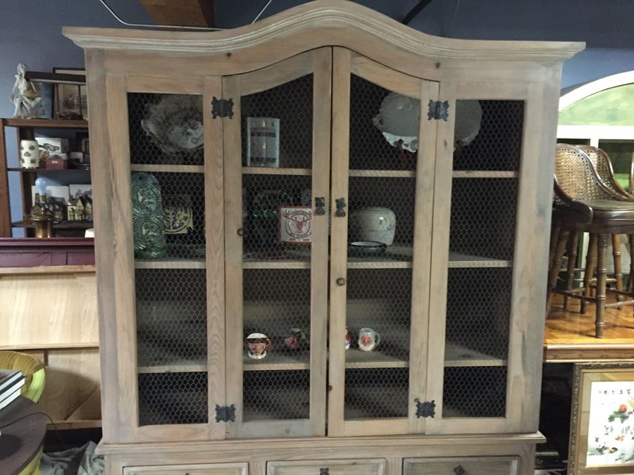 Country French China With Chicken Wire Door Inserts