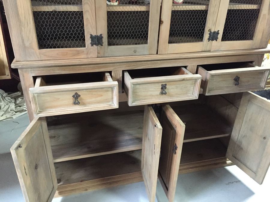 Country French China Cabinet With Chicken Wire Cabinet Door Inserts [Photo 2]