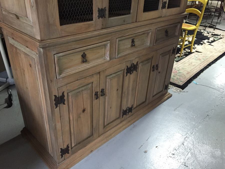 Country French China Cabinet With Chicken Wire Cabinet Door Inserts [Photo 7]