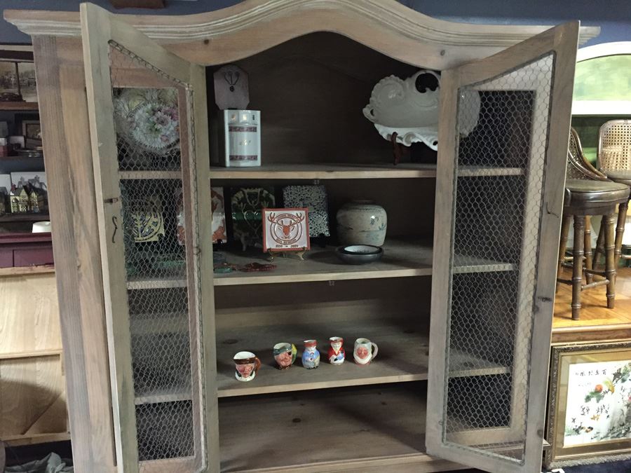 Country French China Cabinet With Chicken Wire Cabinet Door Inserts [Photo 14]