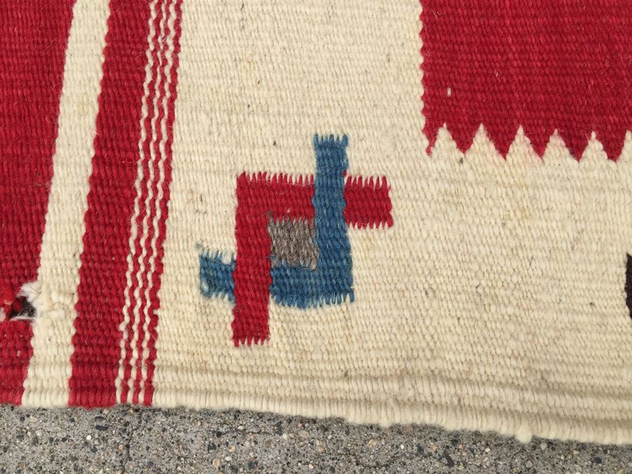 Hand Woven Native American Rug With Reds Blacks And Blues [Photo 7]