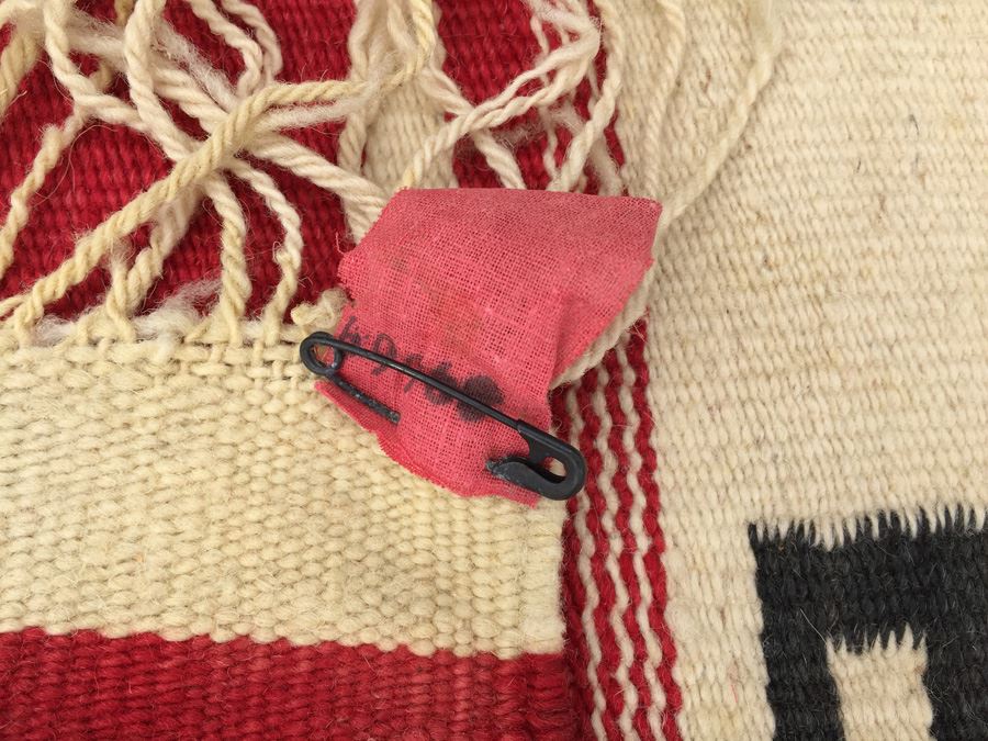 Hand Woven Native American Rug With Reds Blacks And Blues [Photo 3]