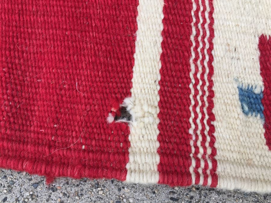 Hand Woven Native American Rug With Reds Blacks And Blues [Photo 8]