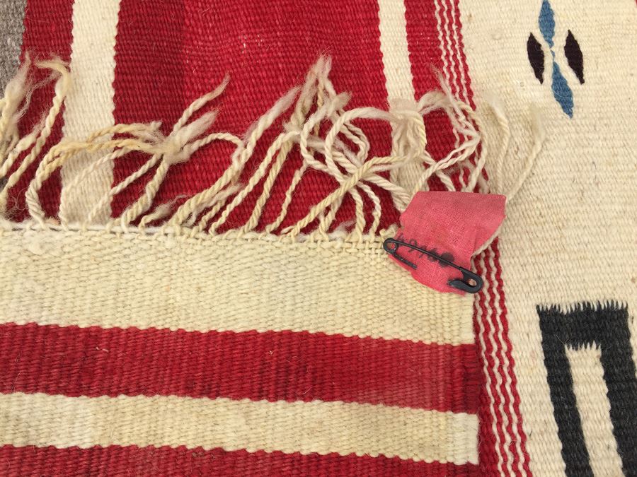 Hand Woven Native American Rug With Reds Blacks And Blues [Photo 12]