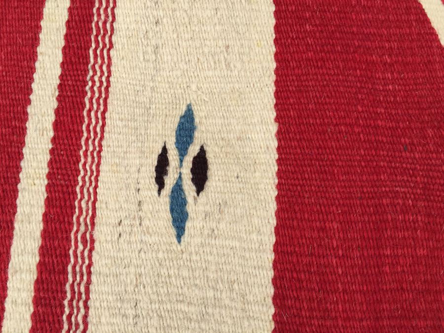 Hand Woven Native American Rug With Reds Blacks And Blues [Photo 6]