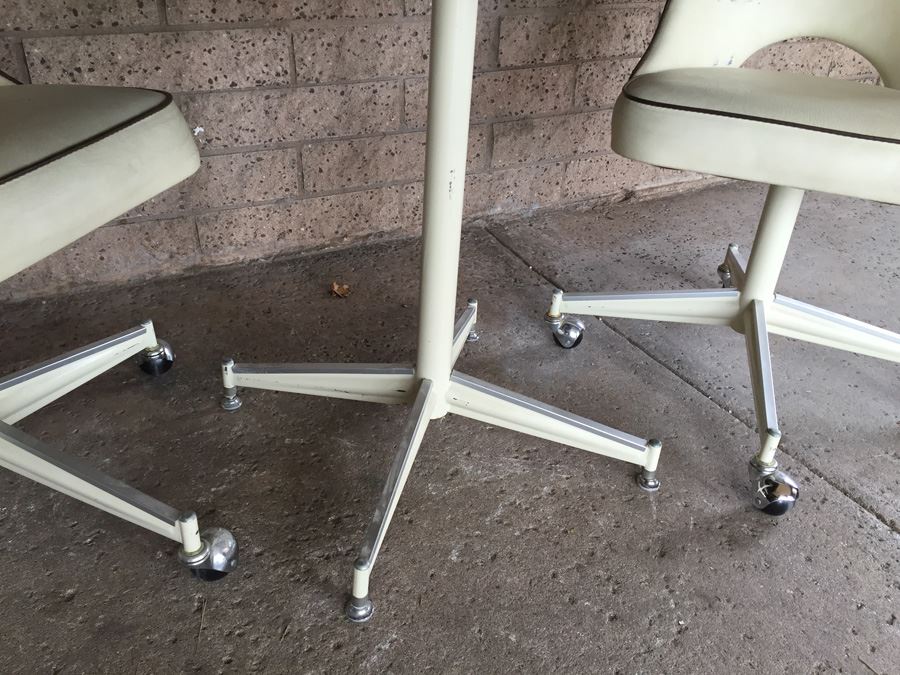 Vintage Mid-Century Oval Table With Two Retro Chairs On Casters [Photo 5]