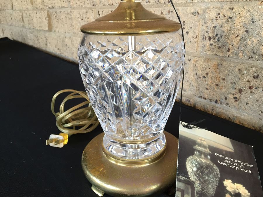 Waterford Crystal Lamp With Original Tag Still Attached Brass Needs Polishing [Photo 9]