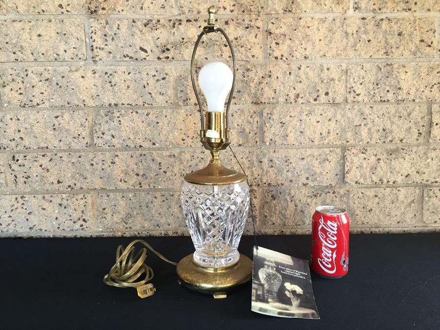 Waterford Crystal Lamp With Original Tag Still Attached Brass Needs Polishing